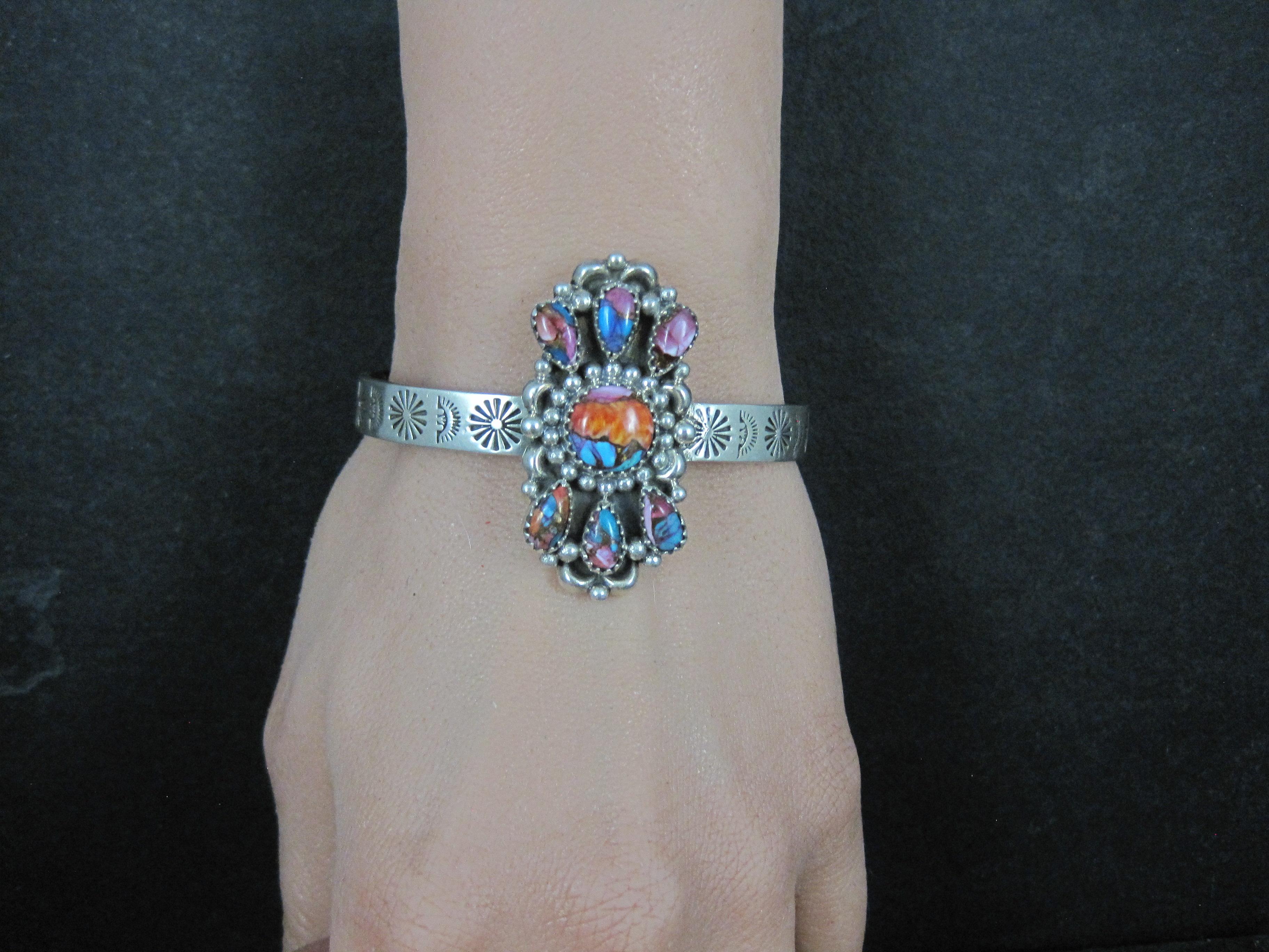 Bracciale con ostriche spinose in argento Sterling Southwestern Mohave Turchese 6,25