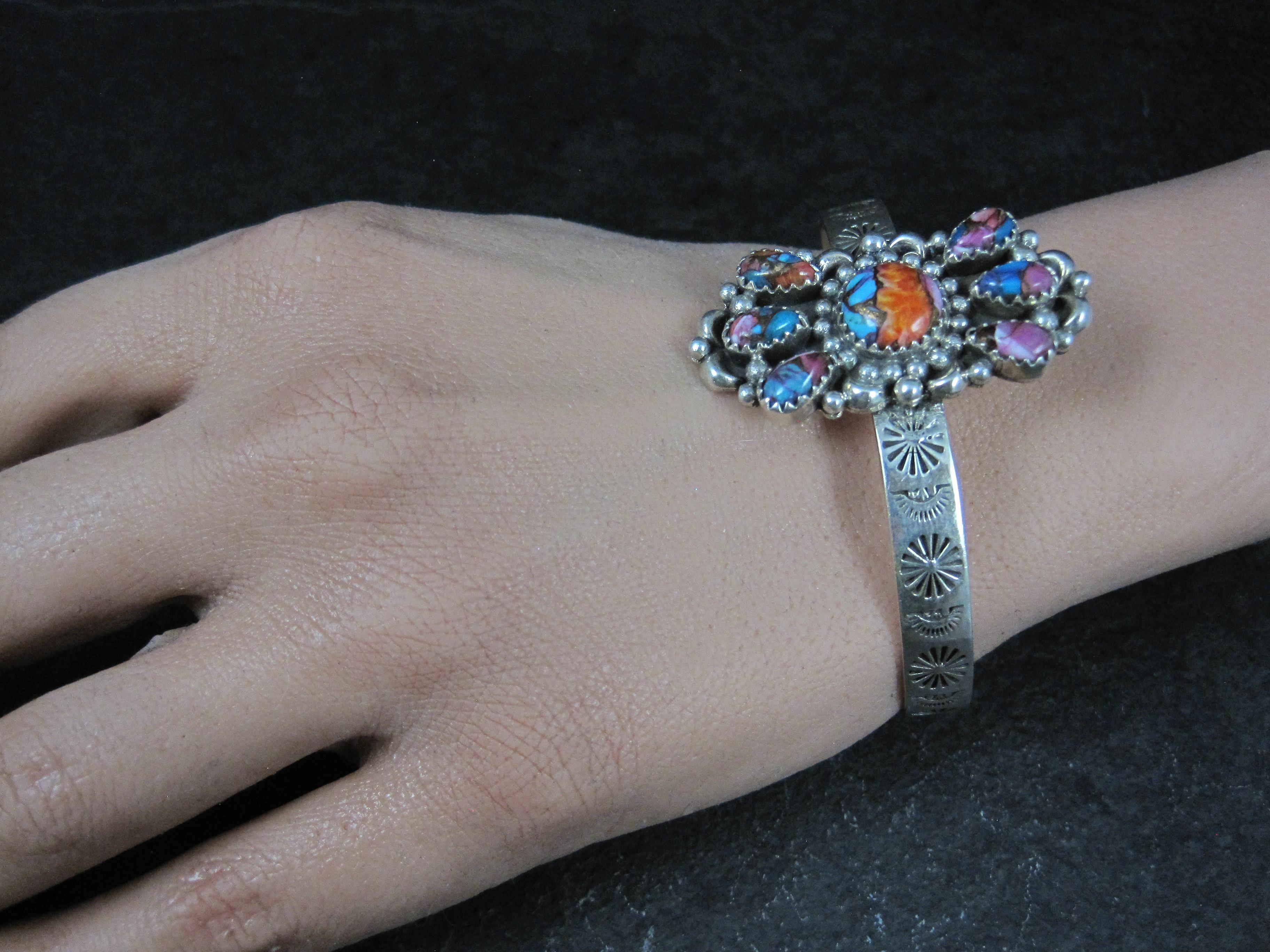 Bracciale con ostriche spinose in argento Sterling Southwestern Mohave Turchese 6,25