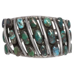 Southwestern Sterling Silver Turquoise Openwork Cuff Bracelet