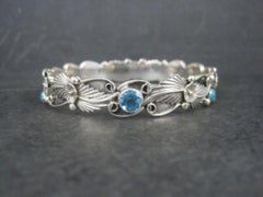 Southwestern Sterling Topaz Turquoise Bangle Bracelet