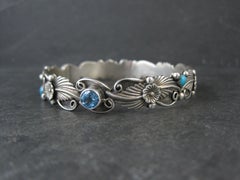 Southwestern Sterling Silber Blau Topas & Türkis Armreif Armband 7,5"