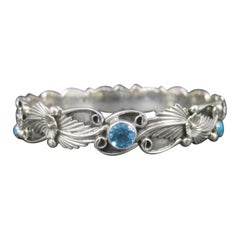 Pulsera brazalete de topacio y turquesa del suroeste, de plata de ley