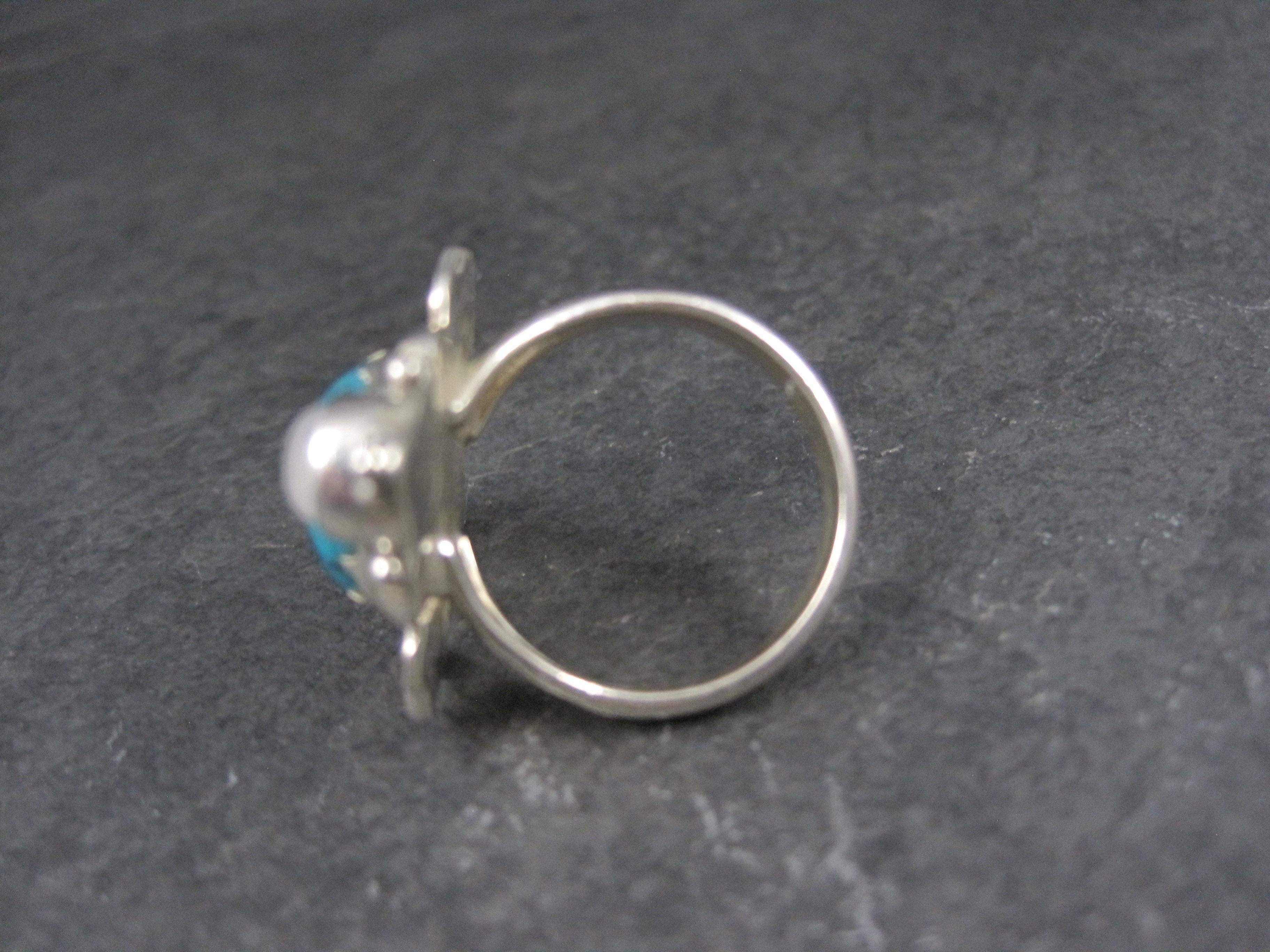 Women's Southwestern Sterling Turquoise and Moonstone Ring Size 7 For Sale