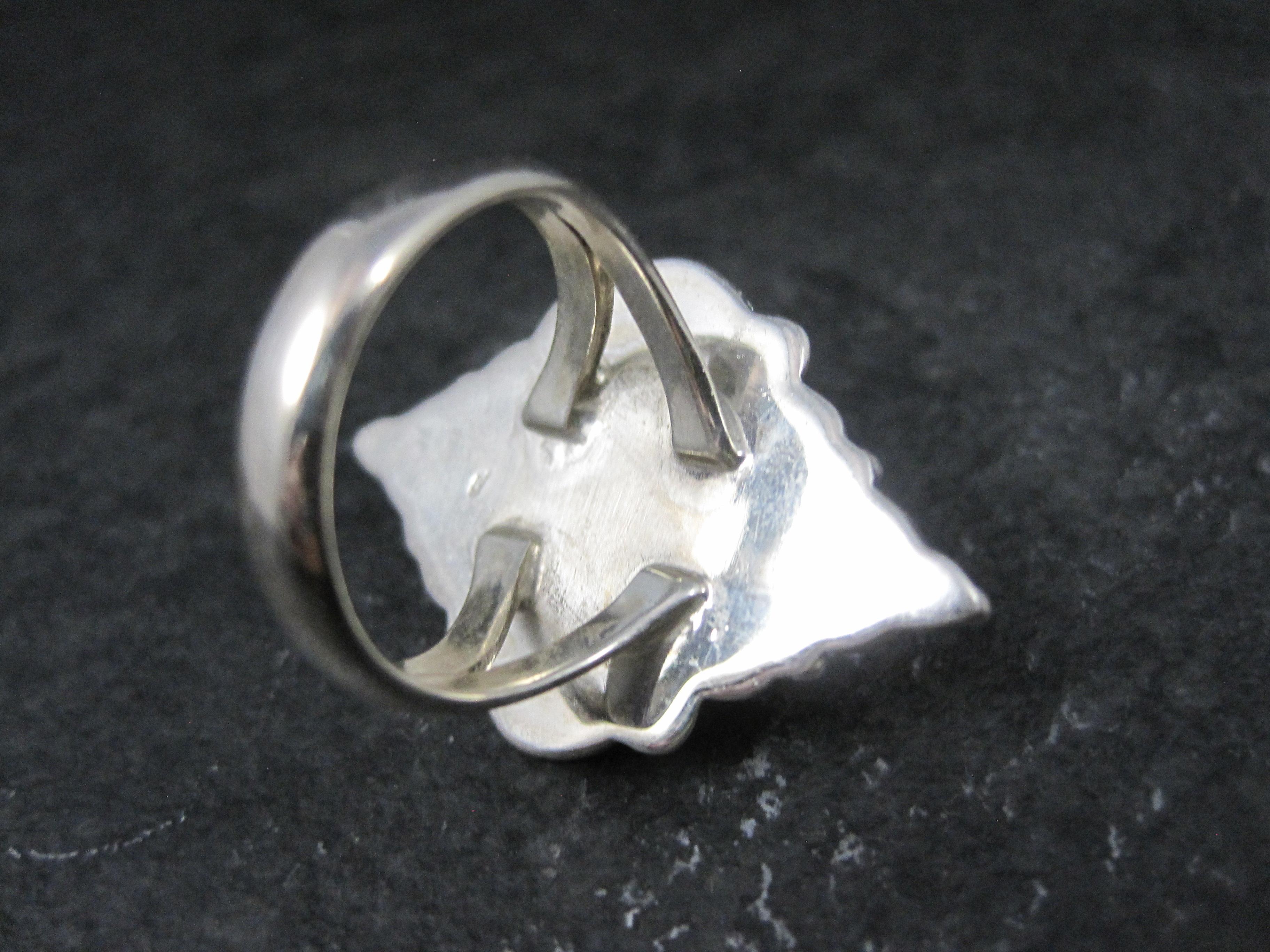 Southwestern Sterling Turquoise and Moonstone Ring Size 7 For Sale 1