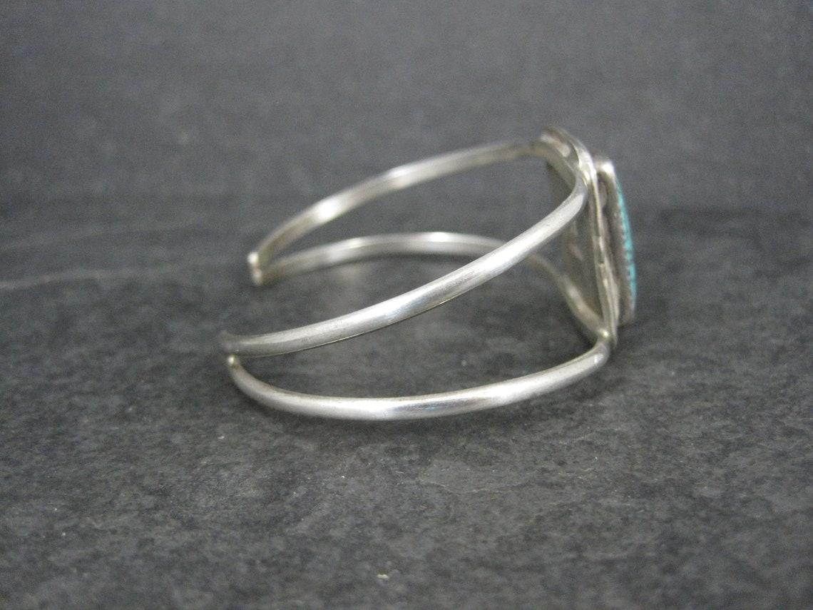 Mixed Cut Southwestern Sterling Turquoise Cuff Bracelet 6 Inches