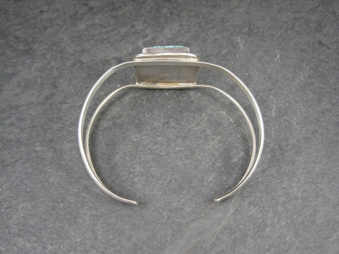 Southwestern Sterling Turquoise Cuff Bracelet 6 Inches In Excellent Condition In Webster, SD