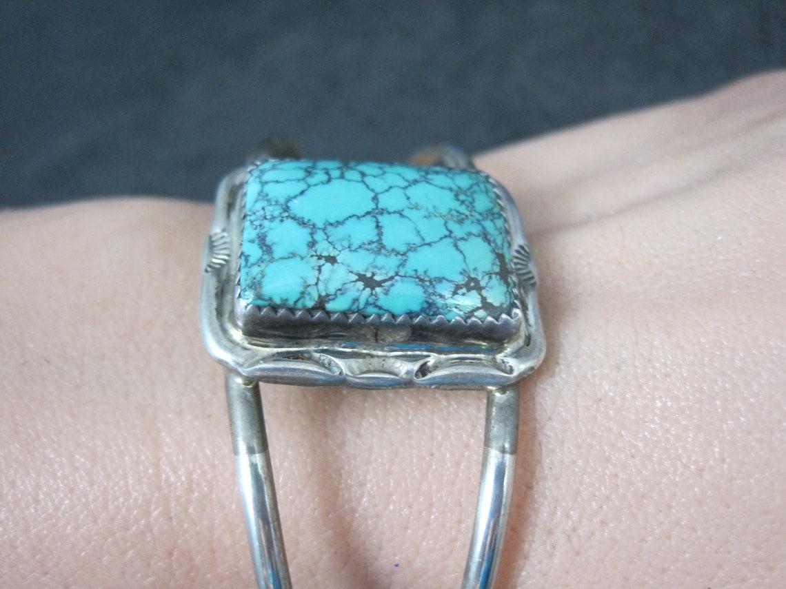 Southwestern Sterling Turquoise Cuff Bracelet 6 Inches 3