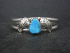Southwestern Sterling Turquoise Cuff Bracelet 6.25 Inches