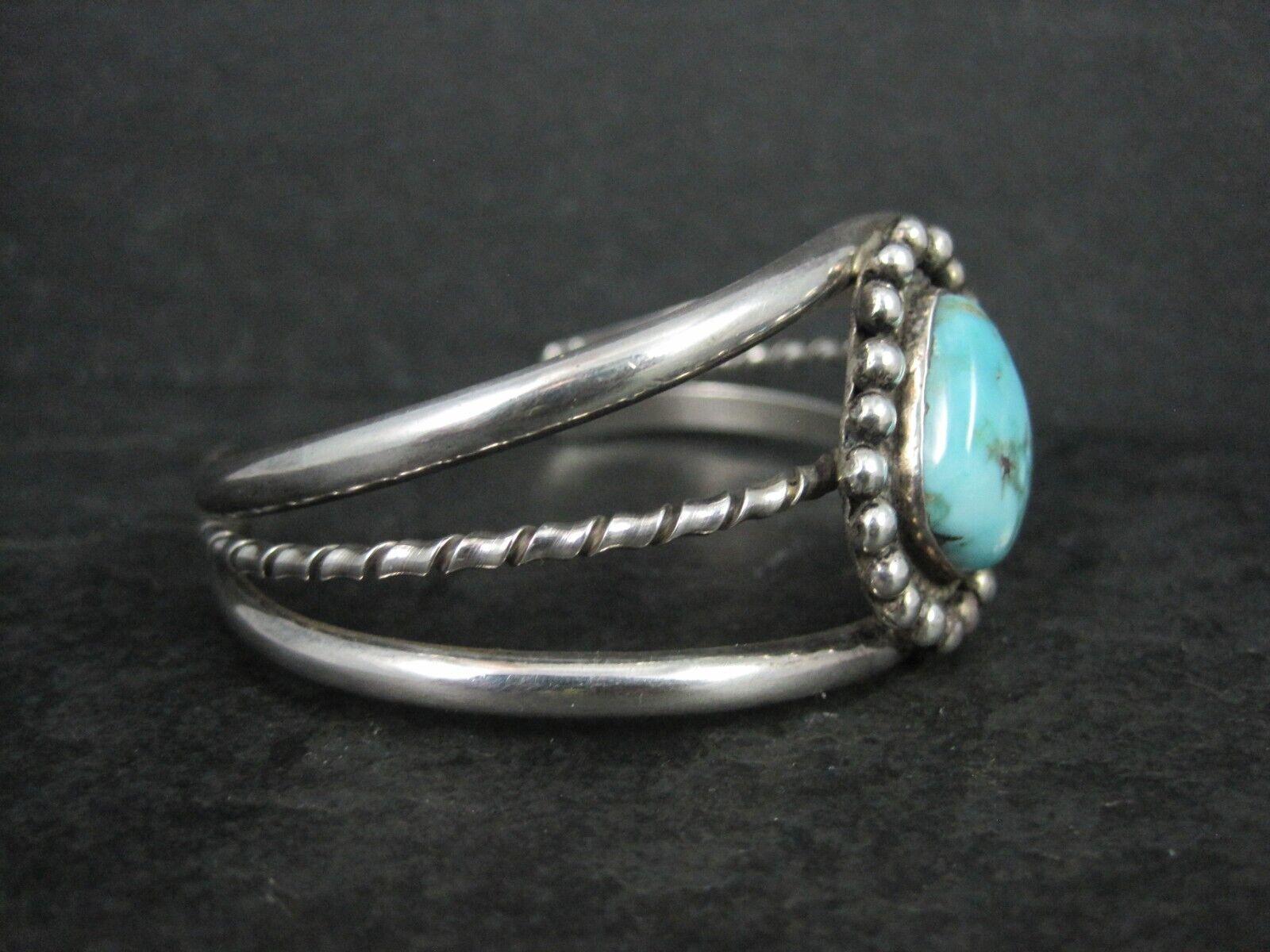 Mixed Cut Southwestern Sterling Turquoise Cuff Bracelet 6.5 Inches For Sale