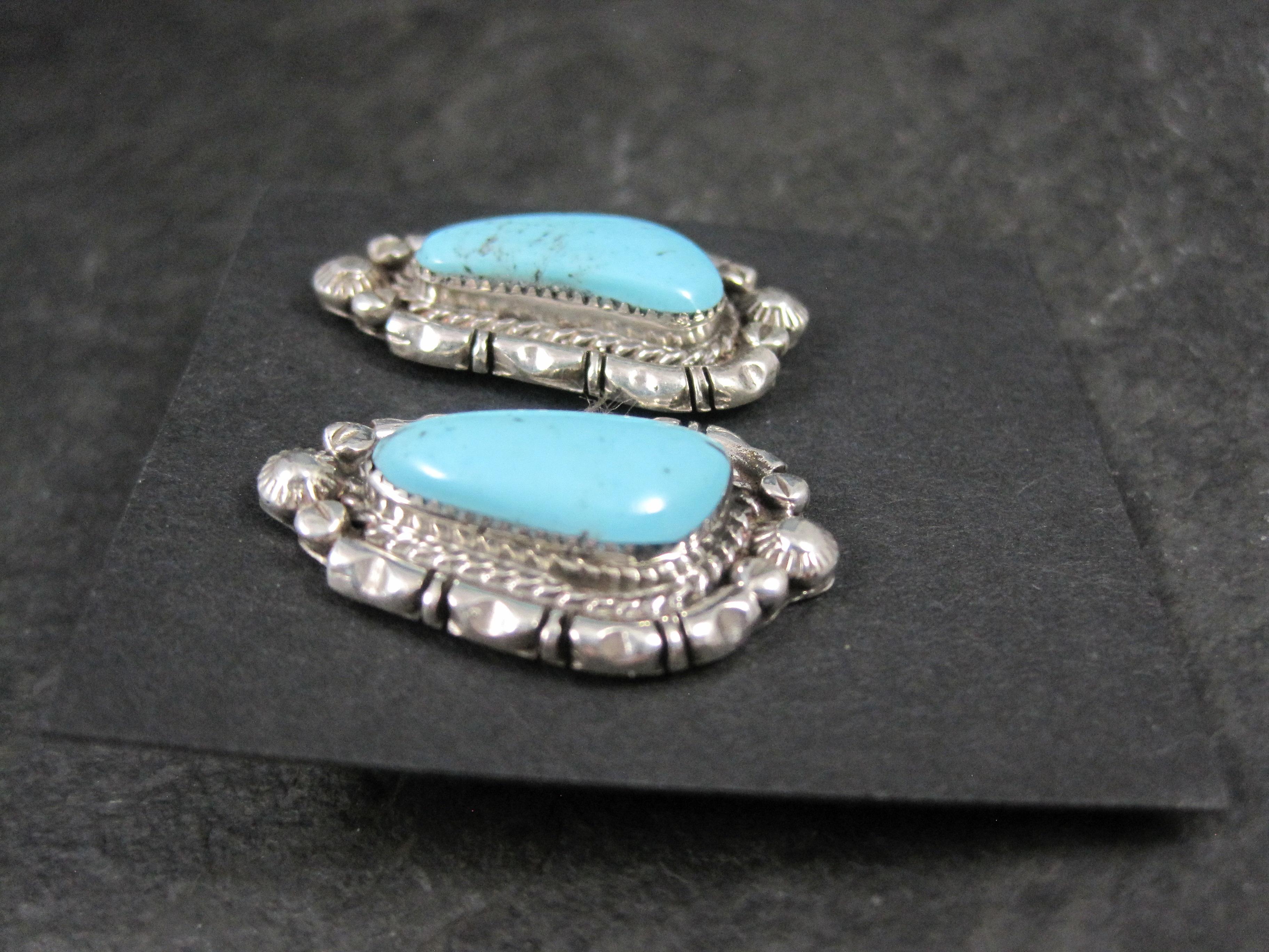 Mixed Cut Southwestern Sterling Turquoise Earrings For Sale