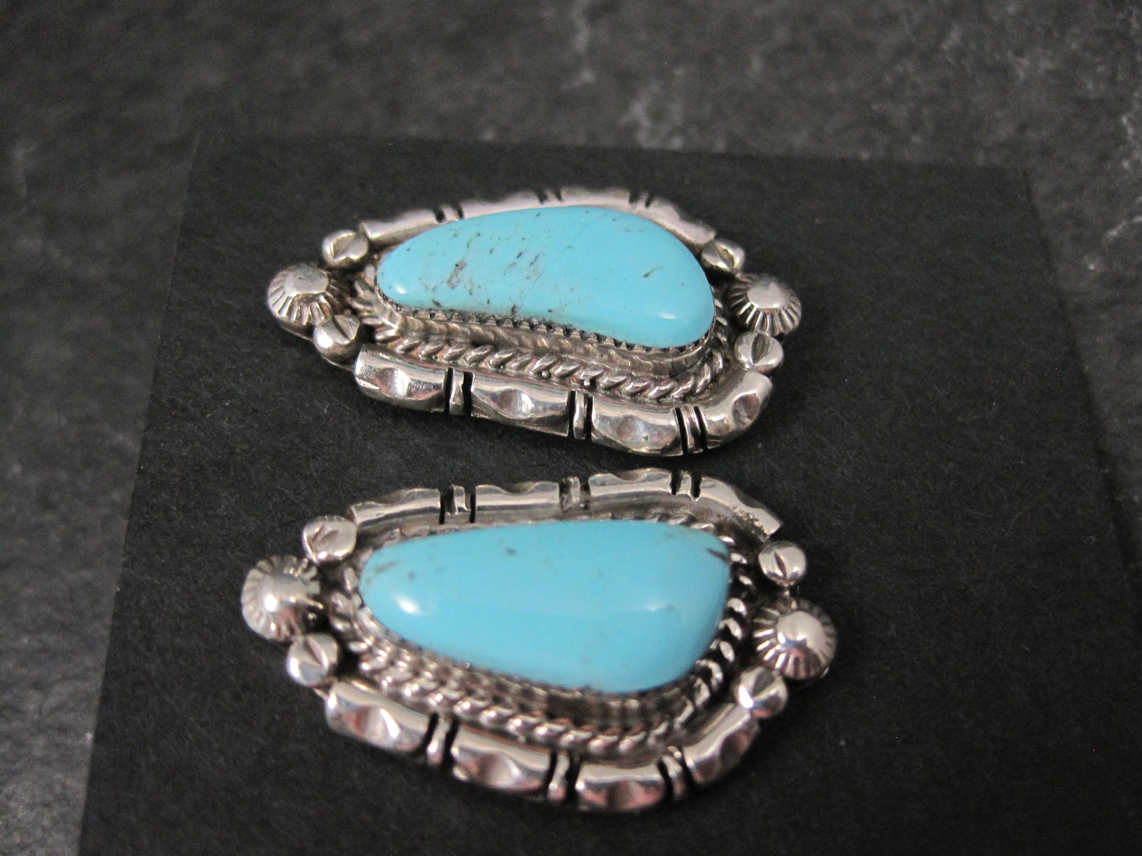 Southwestern Sterling Turquoise Earrings In New Condition For Sale In Webster, SD