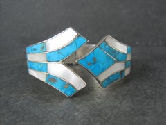 Bracciale Clamper in sterling turchese e madreperla del sud-ovest, 6,75 pollici