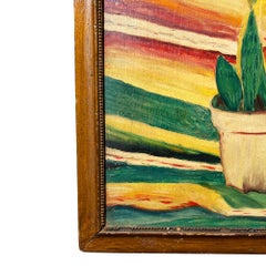 Southwestern Still Life Painting with Serape and Snake Plant - Signed Santa Fe