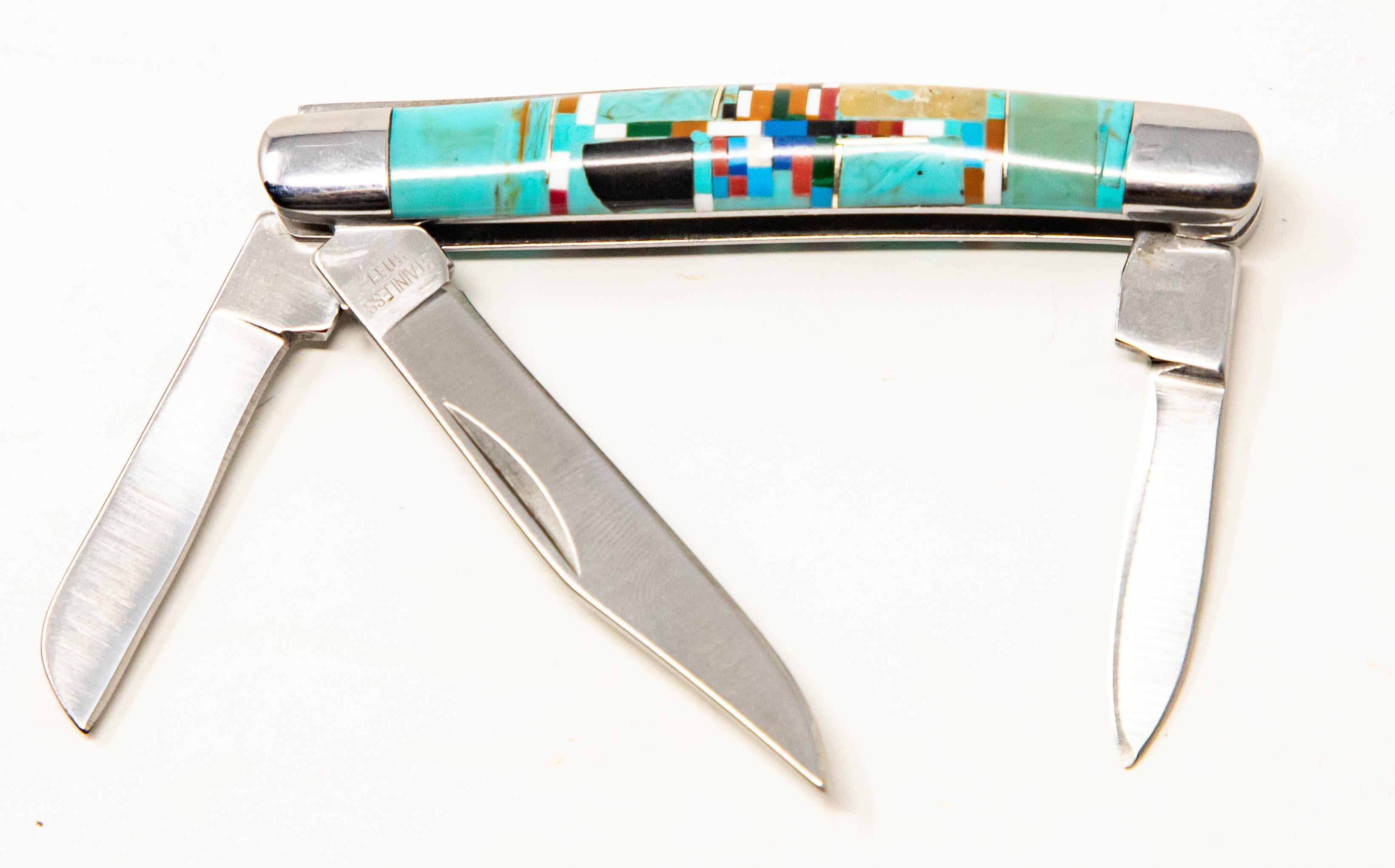 Arts and Crafts Southwestern Style Pocket Knife For Sale