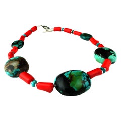 Southwestern Style Turquoise and Coral Necklace