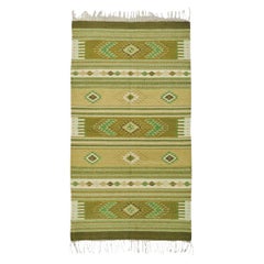 Southwestern Style Wool Rug in Green Tones