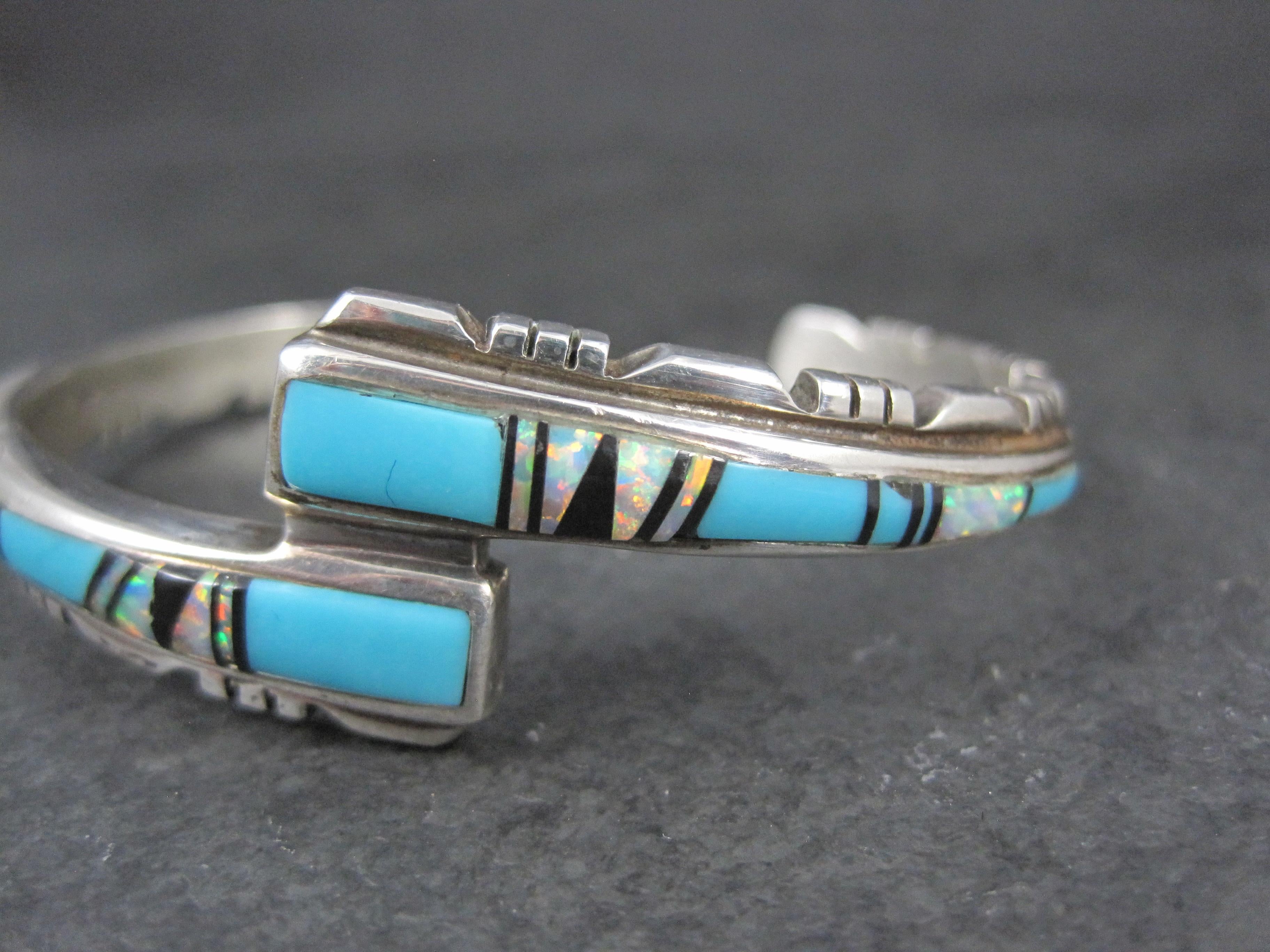 Women's Southwestern Turquoise and Opal Inlay Cuff Bracelet  For Sale