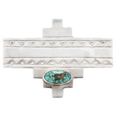 Südwest-Türkis-Brosche, Sterlingsilber, Geometrisch