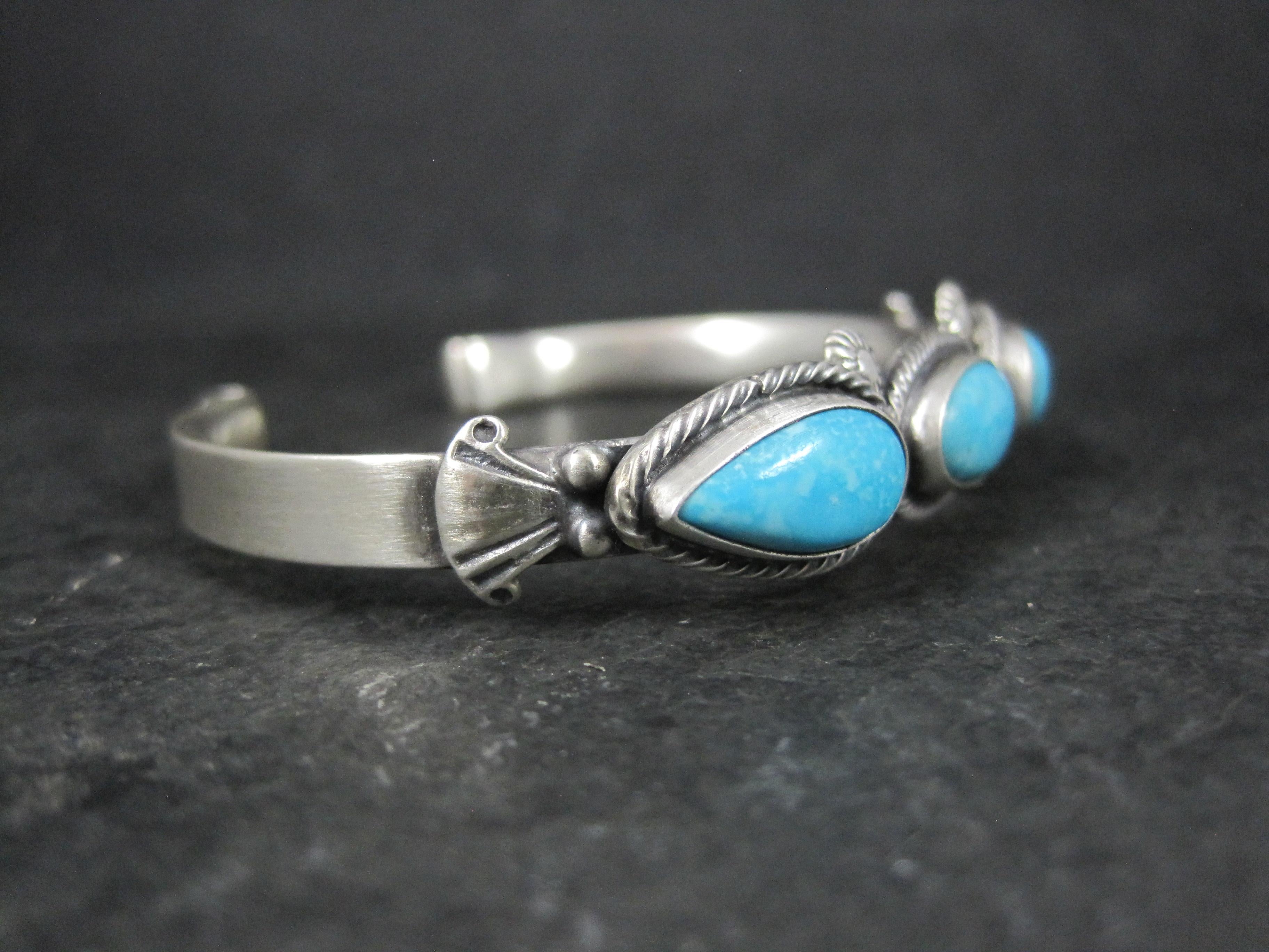Cabochon Southwestern Turquoise Cuff Bracelet Sterling Silver 6 Inches For Sale