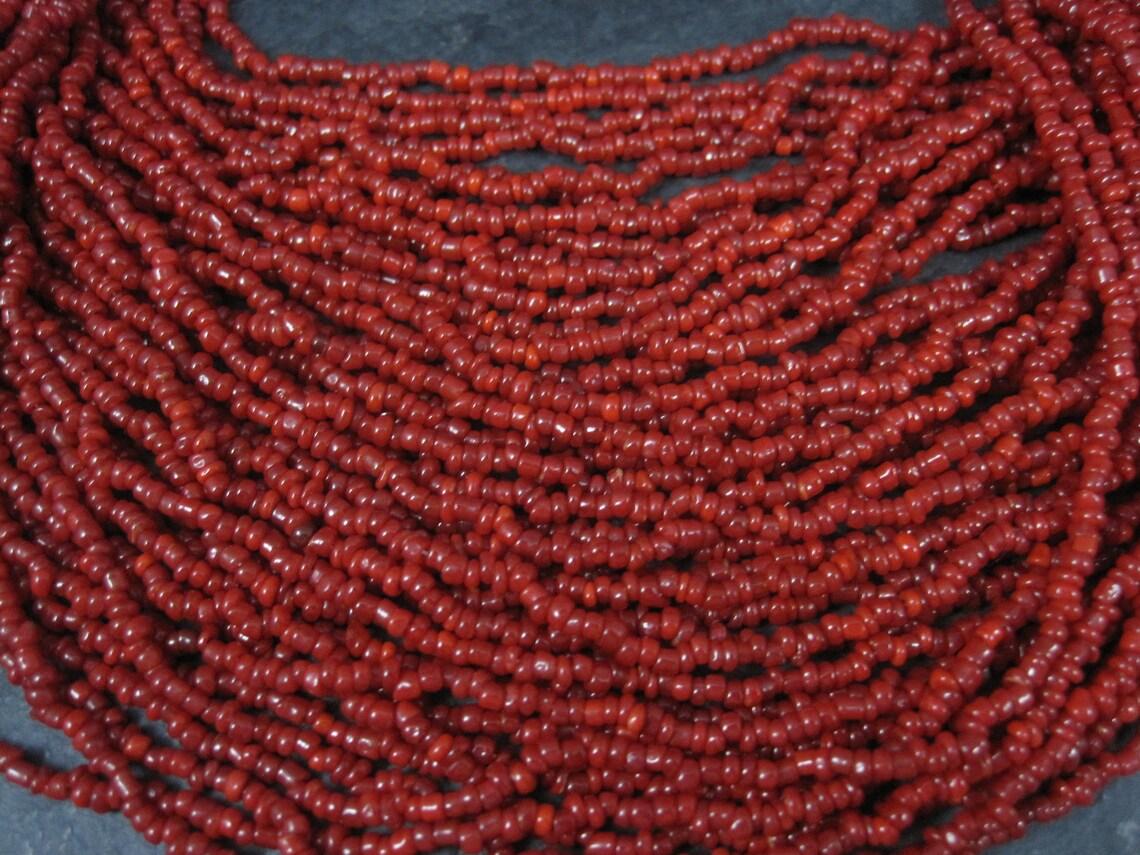 Southwestern Vintage 40 Strand Coral Bead Necklace For Sale 1