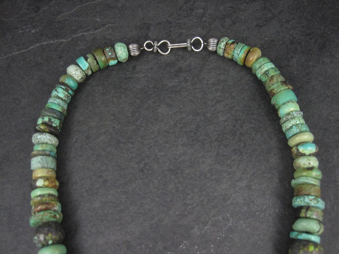 Native American Southwestern Vintage Green Turquoise Necklace For Sale