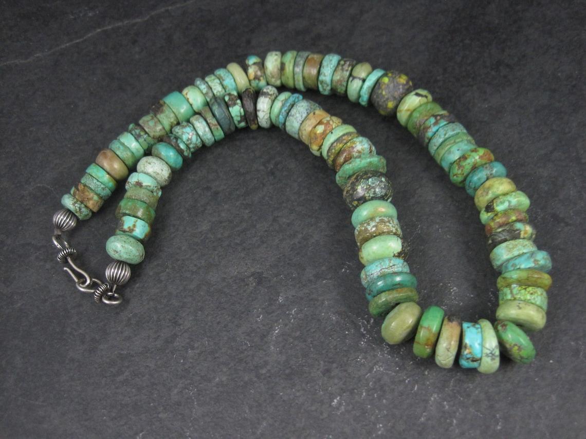 Bead Southwestern Vintage Green Turquoise Necklace For Sale