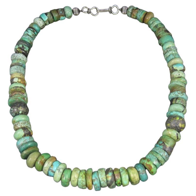 Southwestern Vintage Green Turquoise Necklace For Sale