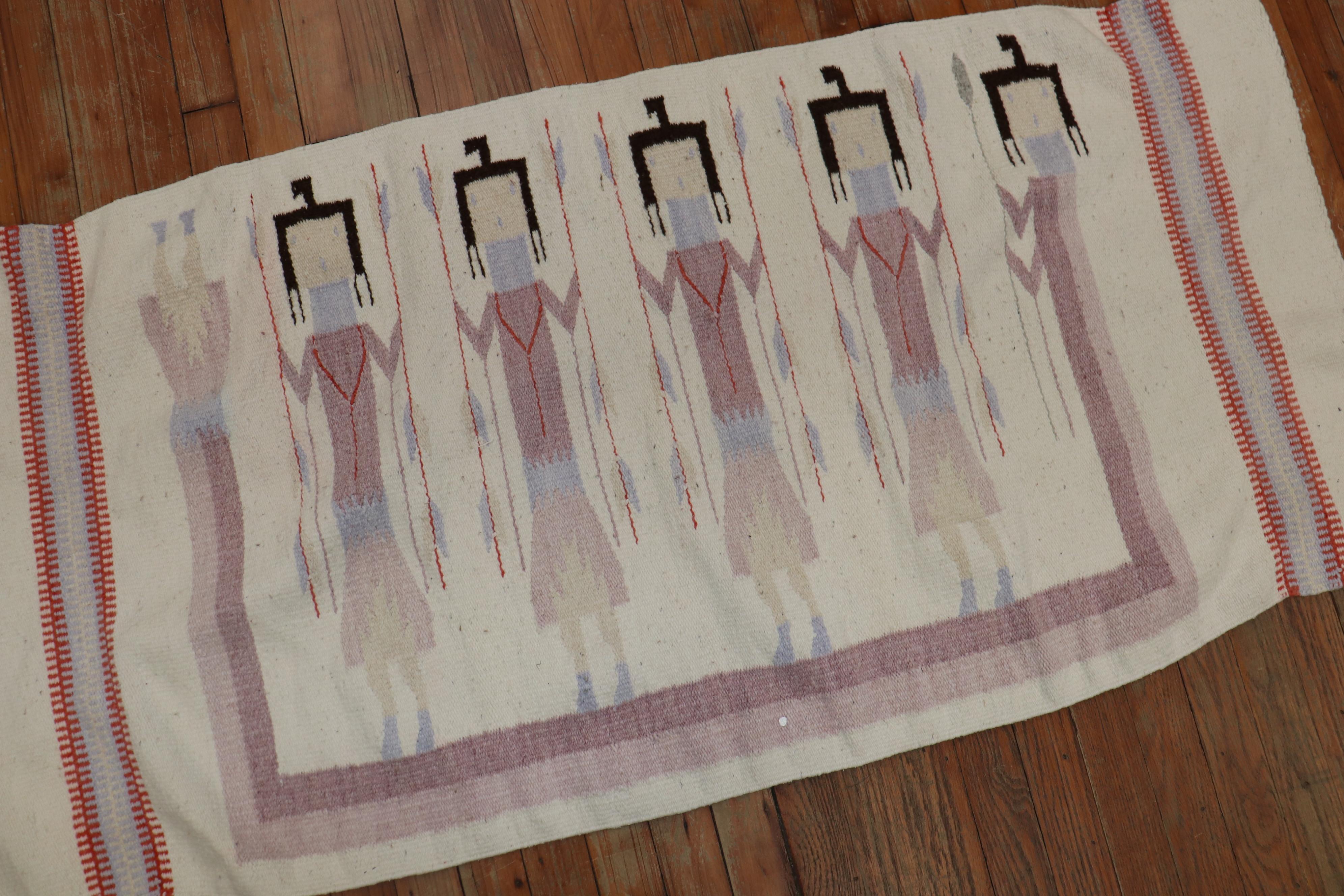  Mexikanischer, malerischer Yei-Webteppich aus Textil (Indigene Kunst (Nord-/Südamerika)) im Angebot