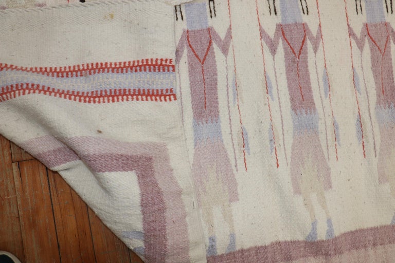 American Southwestern Vintage Navajo Textile Pictorial Yei Weaving Rug For Sale