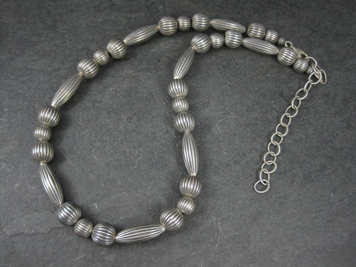 Southwestern Vintage Sterling Bead Necklace For Sale 2
