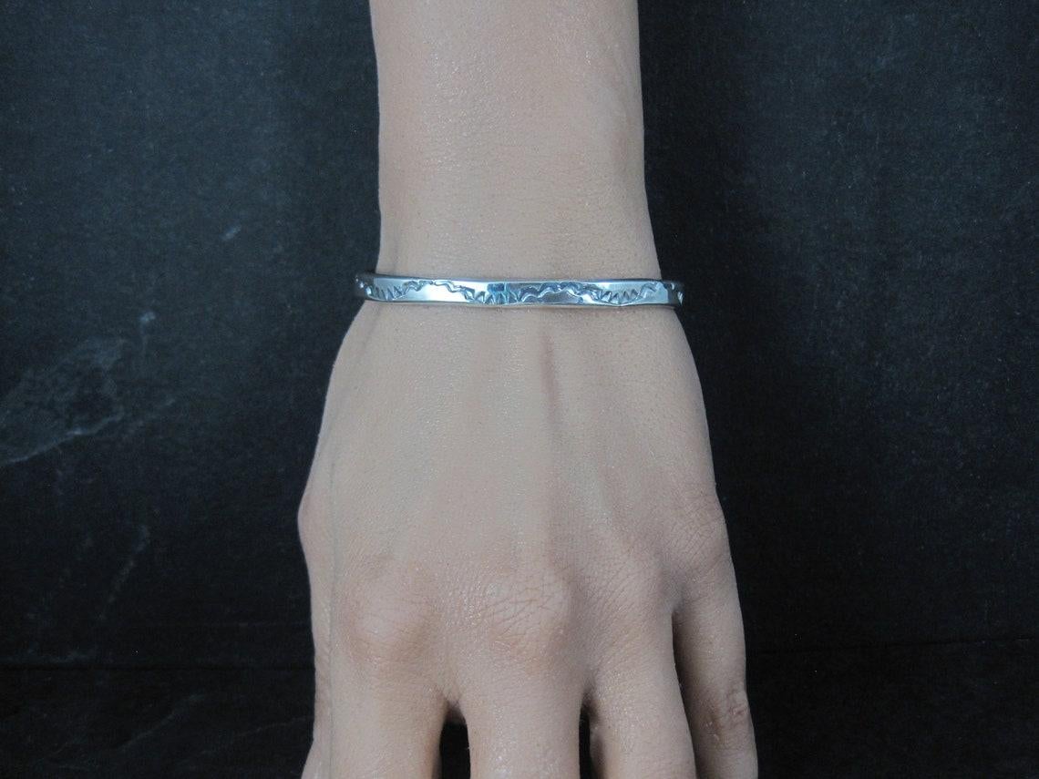 Southwestern Vintage Sterling Cuff Bracelet 6 Inches TAHE 4