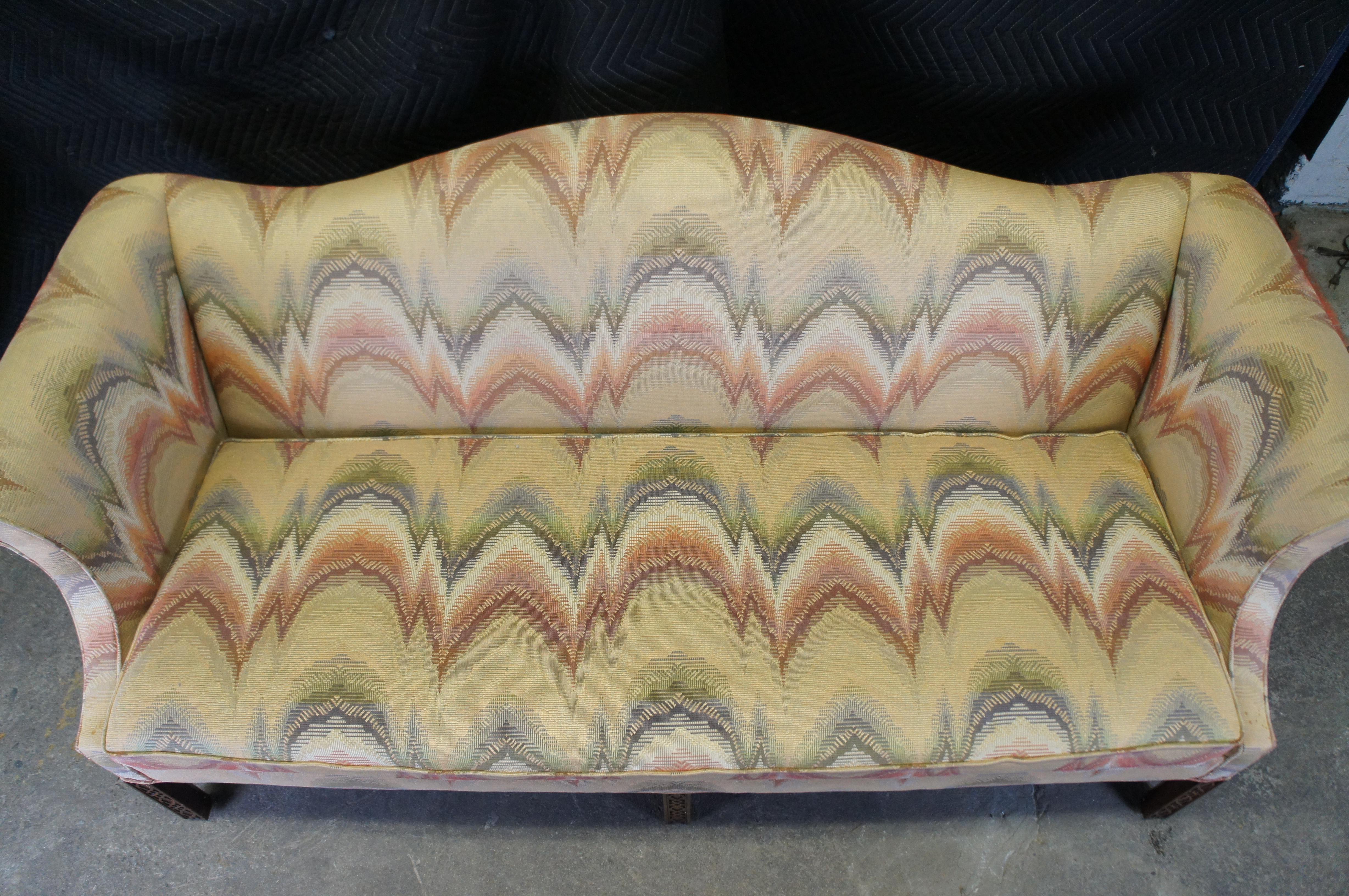 Southwood Chippendale Mahogany Fretwork Camelback Parlor Settee Sofa Couch 76