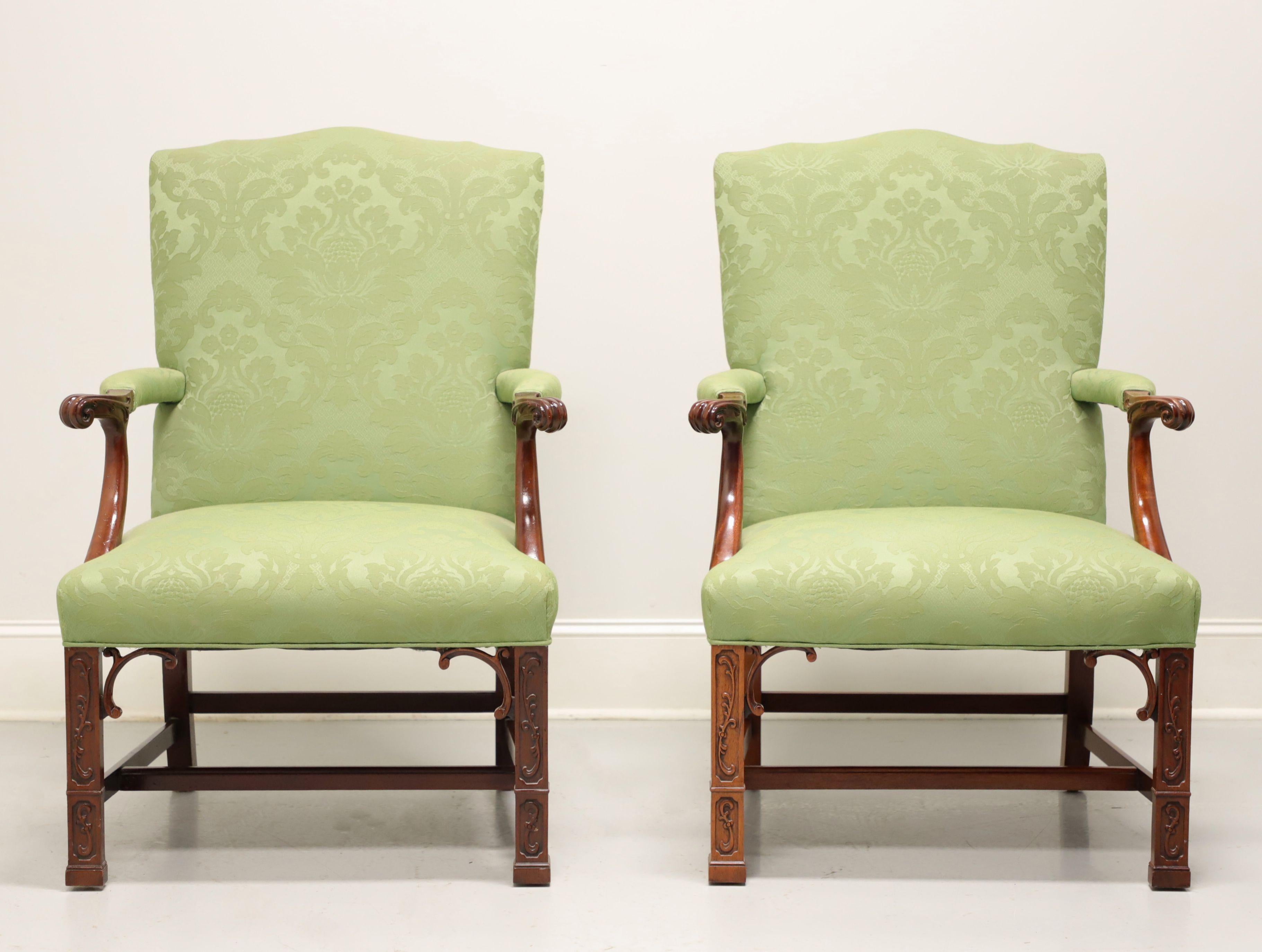American SOUTHWOOD Gainsborough Mahogany Chippendale Style Fretwork Armchairs - Pair For Sale