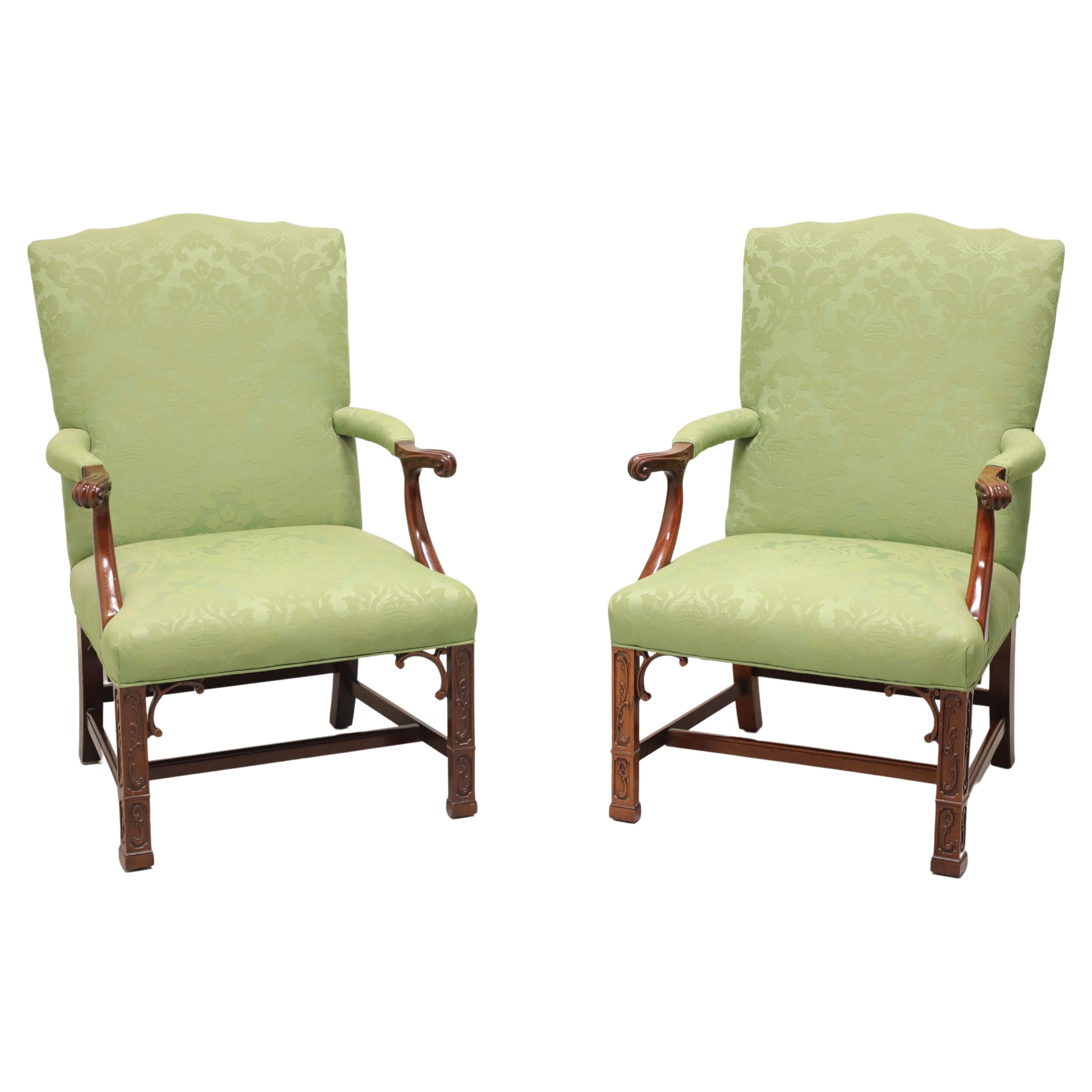 SOUTHWOOD Gainsborough Mahogany Chippendale Style Fretwork Armchairs - Pair For Sale