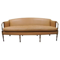 Southwood Sheraton Federal Style Caramel Tan Leather 81" Cadre en acajou