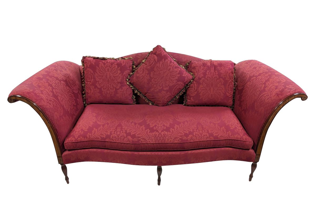 Southwood Sheraton Style Inlaid Sofa, Maroon, 87