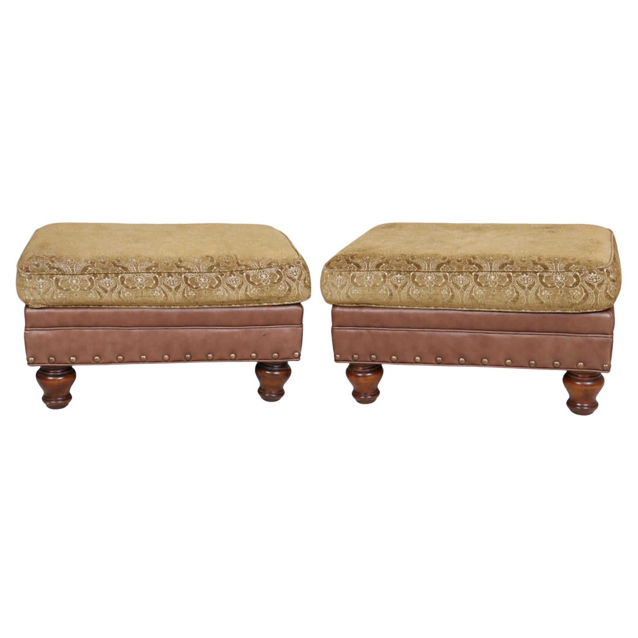 Southwood Traditional Upholstered Ottomans, a Pair