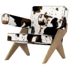 Souvenir Armchair Natural Elm Wood - Brown and Black Cowhide Fur