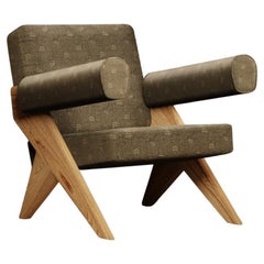 Souvenir Armchair Natural Elm Wood - Textured Velvet Rattoppato