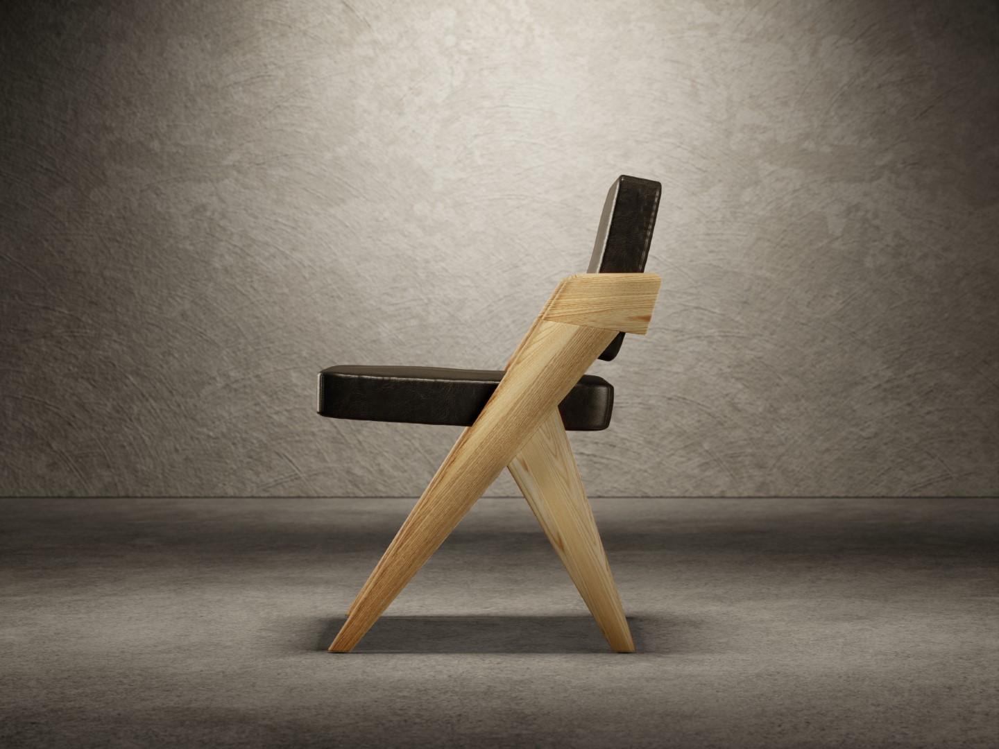 Silla sin brazos Souvenir Madera de olmo natural y cuero negro en Nuevo estado para la venta en Milano, IT
