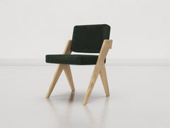 Souvenir Armless Chair Natural Elm Wood and Wool Velvet