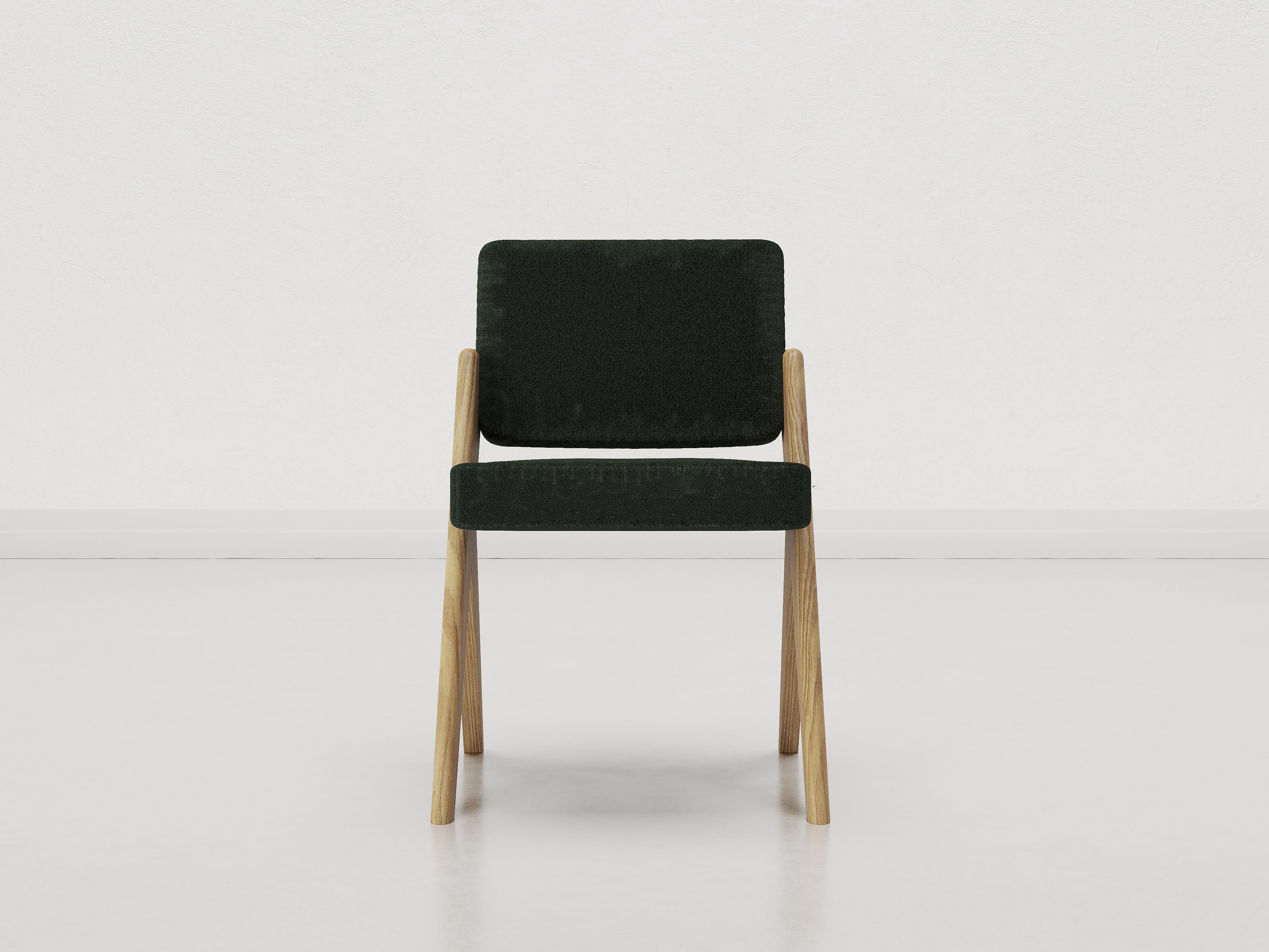 Souvenir Armless Chair Natur Ulme Wood und Wolle Samt im Zustand „Neu“ im Angebot in Milano, IT