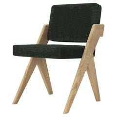 Silla sin brazos Souvenir Madera de olmo natural y terciopelo de lana