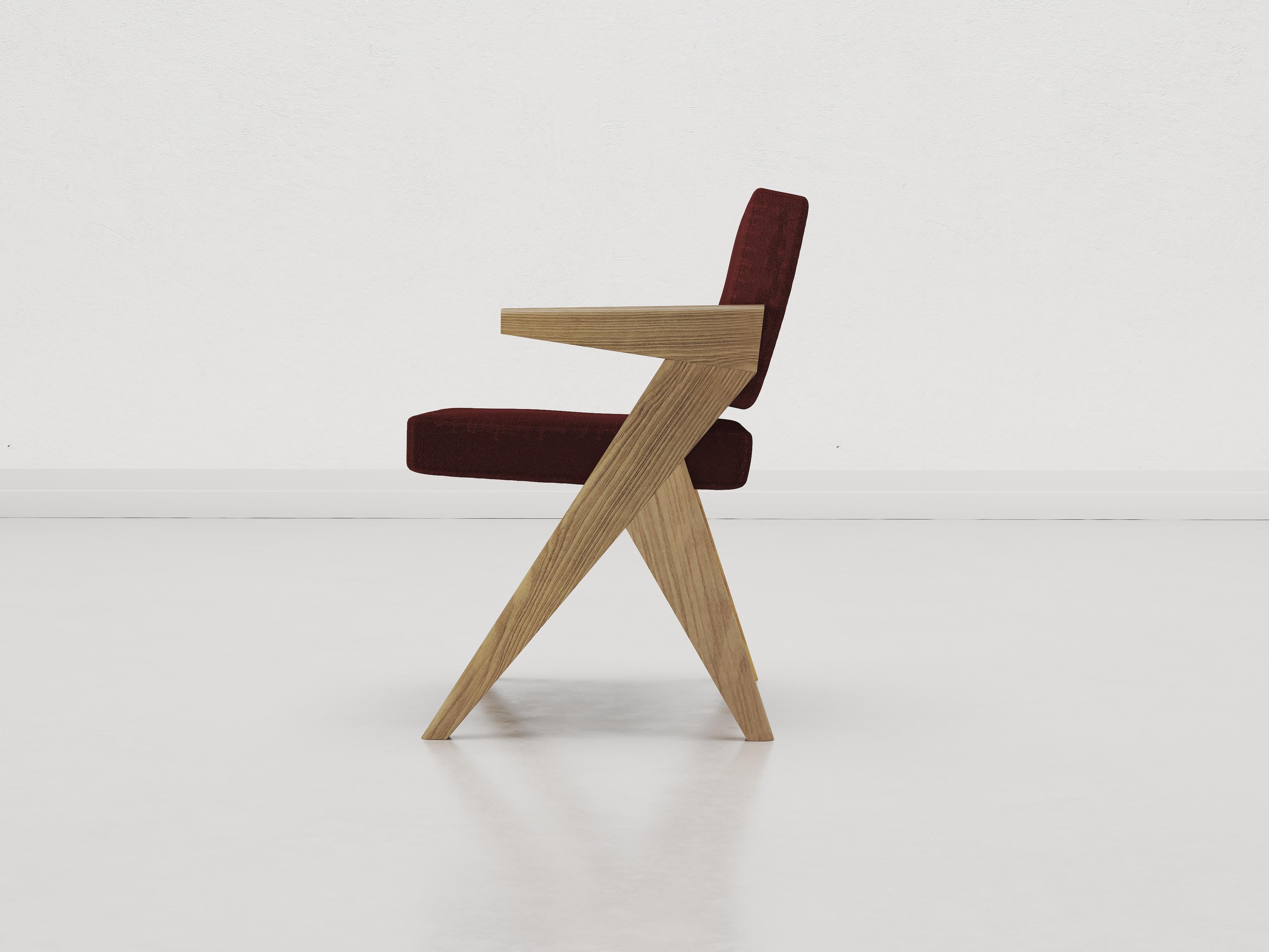 Mid-Century moderno Sedia Souvenir con braccioli in Wood Wood e velluto di lana in vendita