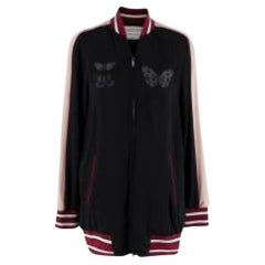 Souvenir Black Butterfly Embroidered Bomber Jacket