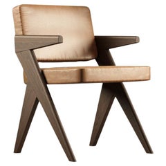 Souvenir Chair Dark Elm Wood Touch Leather Brown