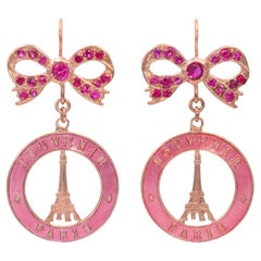 Souvenir de Paris Earrings with Blue Swarovski Crystal bows