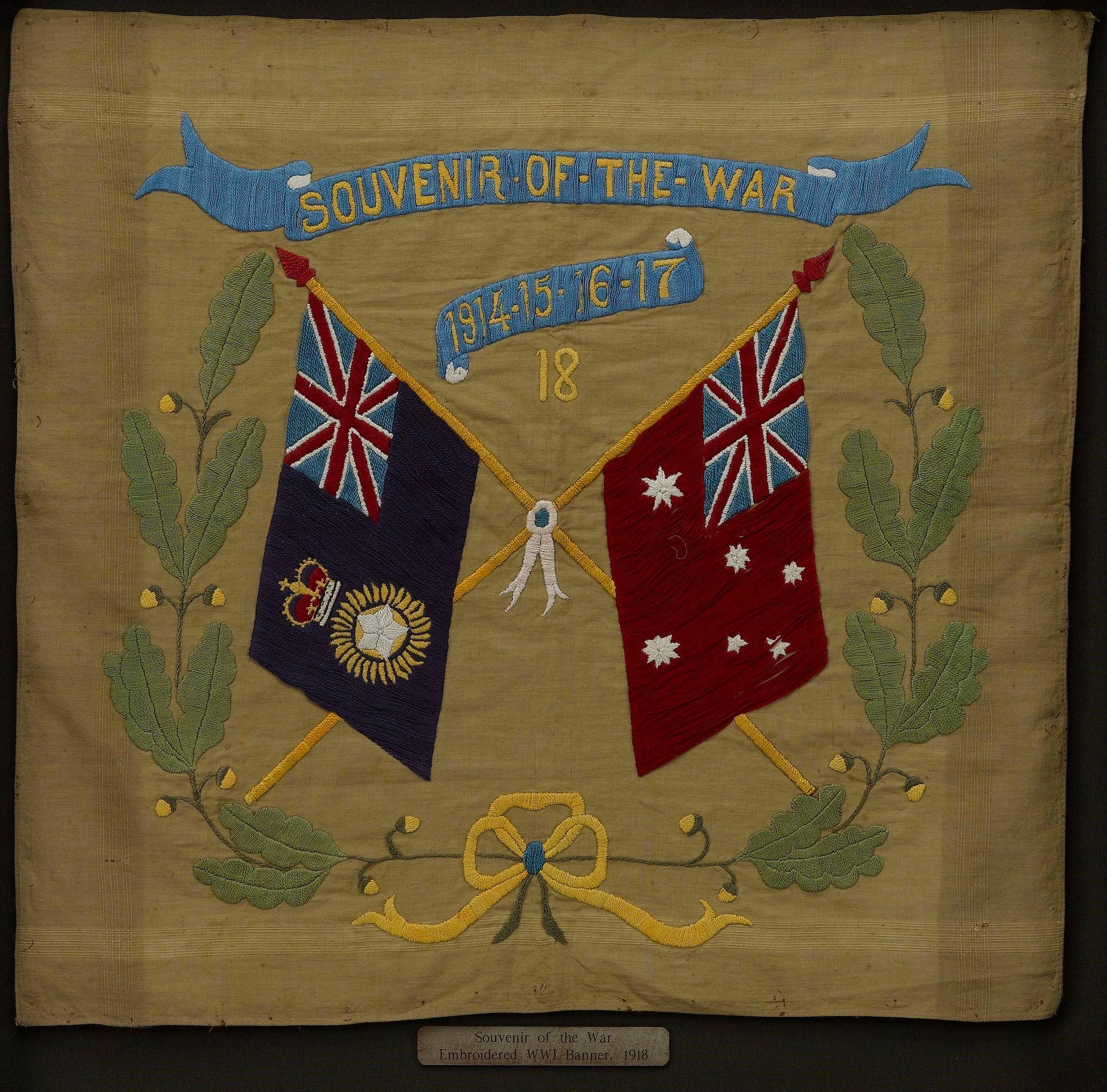 Souvenir des Krieges 1914-15-16-17-18 Banner (Australisch) im Angebot