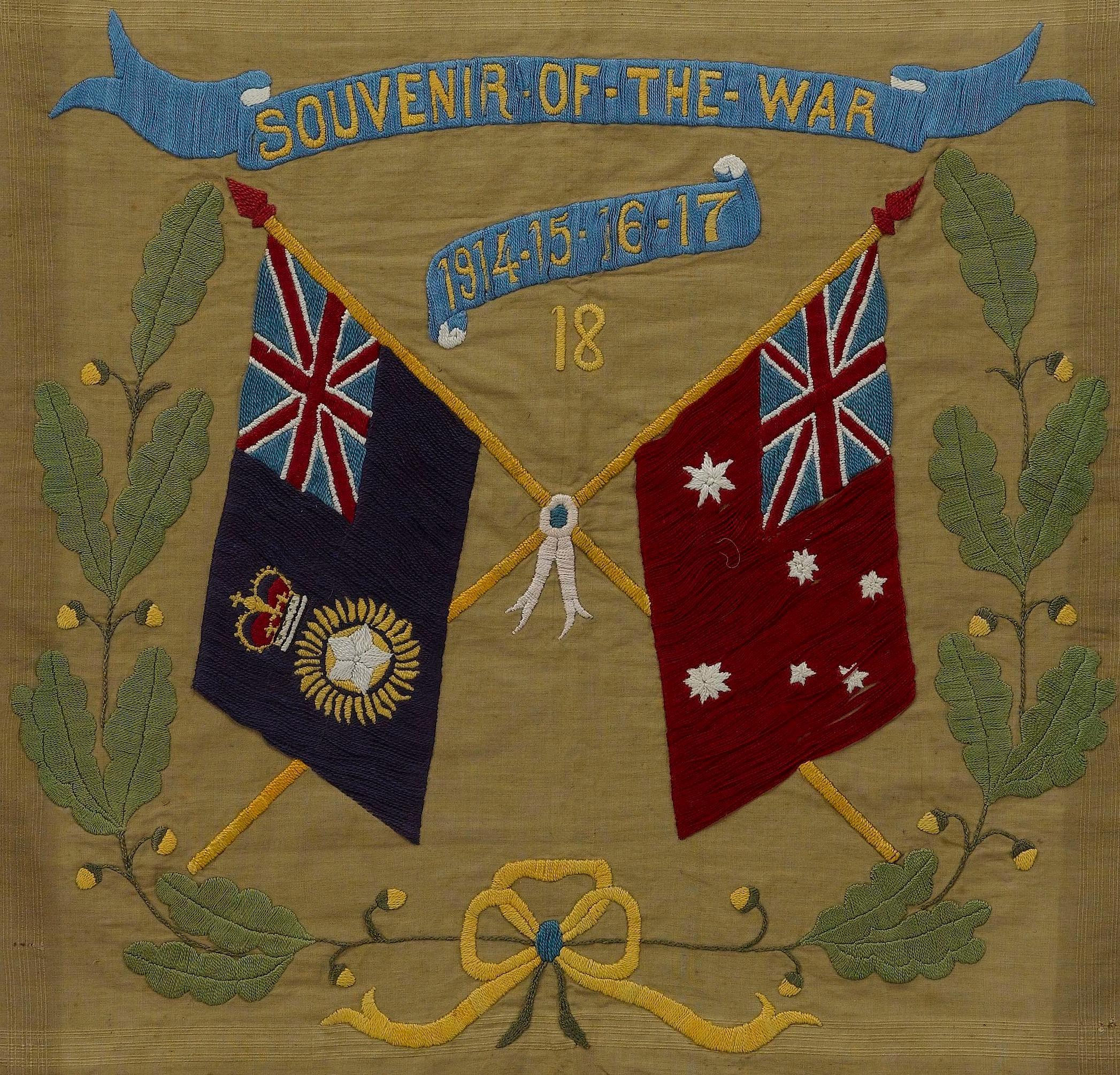 Souvenir des Krieges 1914-15-16-17-18 Banner (Bestickt) im Angebot