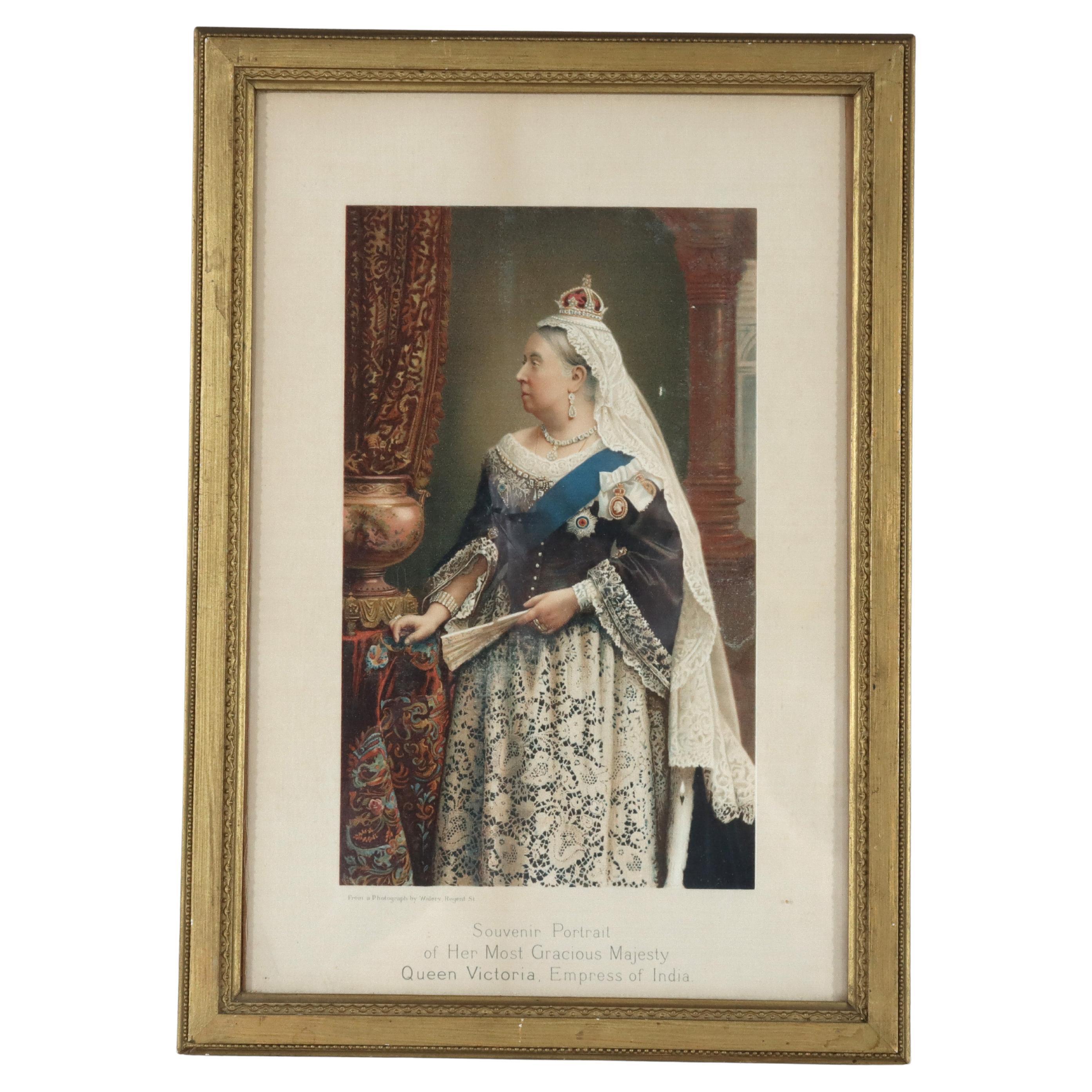 Souvenir Portrait Of India’s Queen Victoria Print After Walery, Regent St 20thC